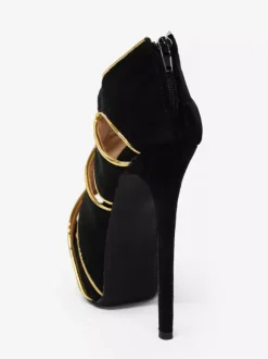 Black Sexy Shoes Plus Size Peep Toe Cut Out Sandals Women High Heel Sandals