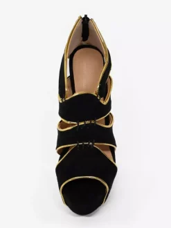 Black Sexy Shoes Plus Size Peep Toe Cut Out Sandals Women High Heel Sandals