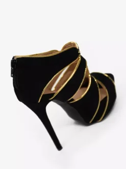 Black Sexy Shoes Plus Size Peep Toe Cut Out Sandals Women High Heel Sandals