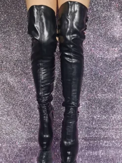 Black Sexy Thigh High Boots Platform Cut Out Over The Knee Boots