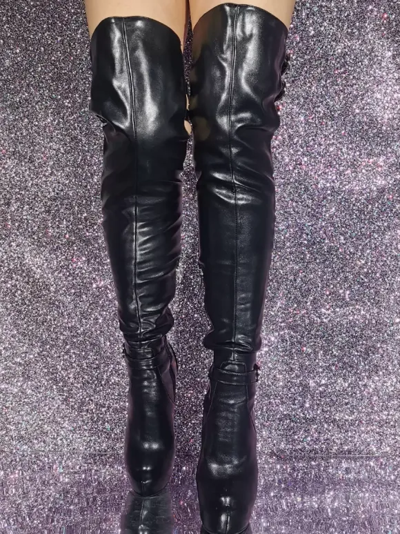 Black Sexy Thigh High Boots Platform Cut Out Over The Knee Boots