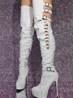 Black Sexy Thigh High Boots Platform Cut Out Over The Knee Boots
