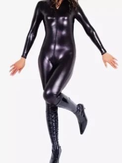 Black Shiny Metallic Catsuit