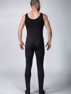 Black Shiny Metallic Wrestling Sleevesless Singlet with Golden Pattern Bodysuit
