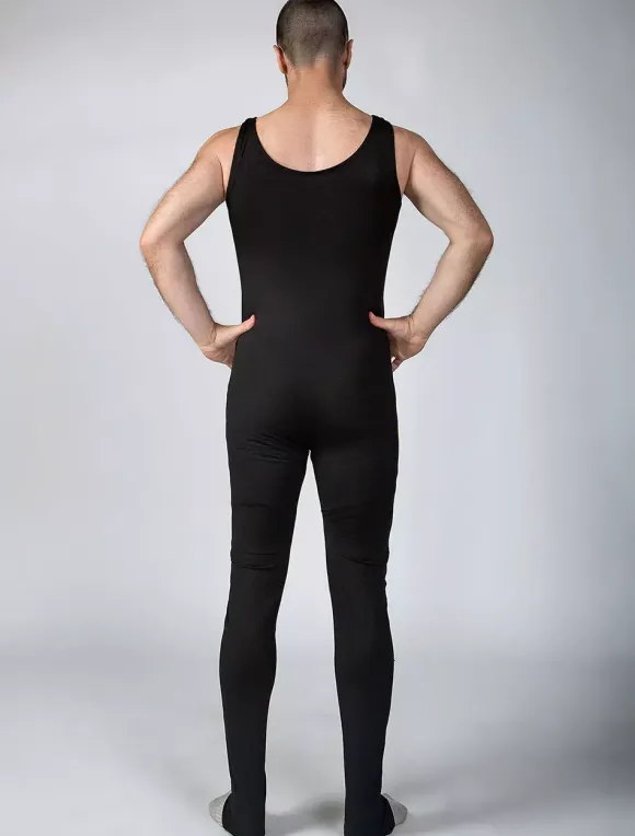 Black Shiny Metallic Wrestling Sleevesless Singlet with Golden Pattern Bodysuit