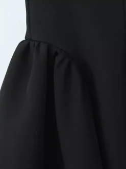 Black Strap Flared Mini Dress With Lace-up Back 2026