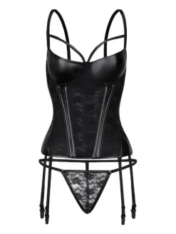 Black U-Neck Sexy Hook And Eye Buttons Corset For Women