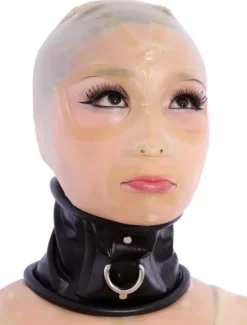 Black Unique Latex Choker with Laced up Back
