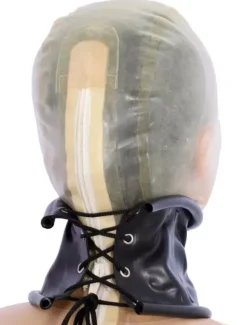 Black Unique Latex Choker with Laced up Back