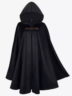 Black Vintage Retro Medieval Deer Suede Cape Retro Battle Warrior Costume Cape