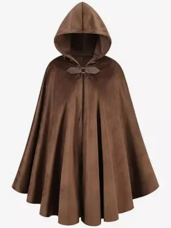 Black Vintage Retro Medieval Deer Suede Cape Retro Battle Warrior Costume Cape