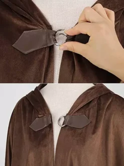 Black Vintage Retro Medieval Deer Suede Cape Retro Battle Warrior Costume Cape
