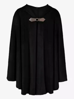 Black Vintage Retro Medieval Deer Suede Cape Retro Battle Warrior Costume Cape