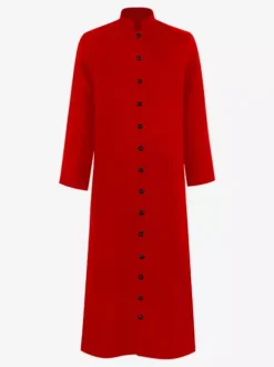 Black Vintage Retro Polyester Buttons Long Sleeves Medieval Monk's Robe Wizard's Uniform Priest's Church Clothing Burgundy