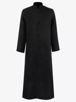 Black Vintage Retro Polyester Buttons Long Sleeves Medieval Monk's Robe Wizard's Uniform Priest's Church Clothing Burgundy