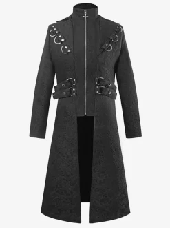 Black Vintage Retro Polyester Long Sleeves Retro Costumes For Man