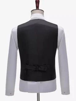 Black Vintage Set Middle Ages Buttons Jacquard Long Sleeves Retro Costumes Set For Man