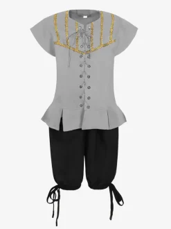 Black Vintage Set Retro Polyester Short Sleeves Retro Costumes For Man Burgundy