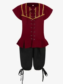 Black Vintage Set Retro Polyester Short Sleeves Retro Costumes For Man Burgundy