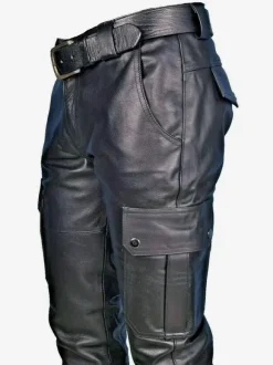Black Vintage Skinny Retro PU Leather Retro Costumes For Man