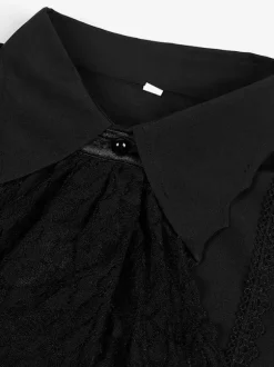 Black Vintage Top Renaissance Polyester Lace Long Sleeves Retro Costumes For Man