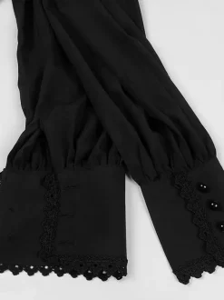 Black Vintage Top Renaissance Polyester Lace Long Sleeves Retro Costumes For Man