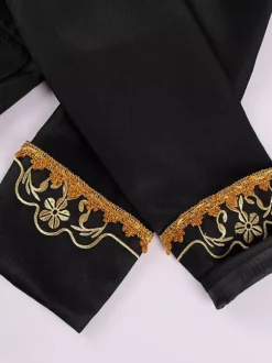Black Vintage Top Retro Embroidered Long Sleeves Polyester Polyester Fiber Overcoat Retro Costumes For Man