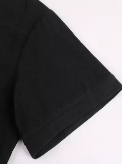 Black Vintage Top Retro Lace Up Short Sleeves Polyester Polyester Fiber Shirt Retro Costumes For Man
