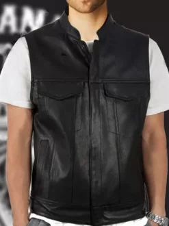 Black Vintage Top Retro Polyester Sleeveless Retro Costumes For Man