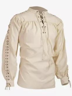 Black Vintage Top Retro Polyester Long Sleeves Retro Costumes For Man