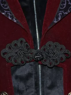 Black Vintage Top Vintage Buttons Long Sleeves Polyester Polyester Fiber Overcoat Retro Costumes For Man Burgundy