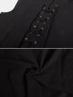 Black Vintage Top Vintage Lace Up Sleeveless Polyester Polyester Fiber Waistcoat Retro Costumes For Man Burgundy