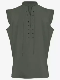Black Vintage Top Vintage Lace Up Sleeveless Polyester Polyester Fiber Waistcoat Retro Costumes For Man Burgundy