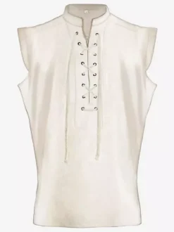 Black Vintage Top Vintage Lace Up Sleeveless Polyester Polyester Fiber Waistcoat Retro Costumes For Man Burgundy