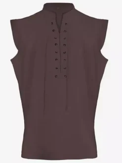 Black Vintage Top Vintage Lace Up Sleeveless Polyester Polyester Fiber Waistcoat Retro Costumes For Man Burgundy