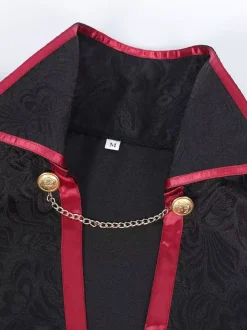 Black Vintage Vintage Chains Jacquard Sleeveless Polyester Cloak Retro Costumes For Man