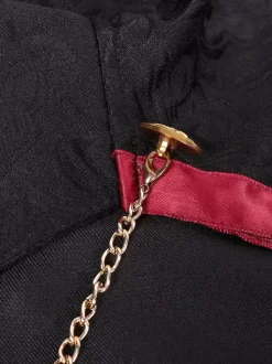 Black Vintage Vintage Chains Jacquard Sleeveless Polyester Cloak Retro Costumes For Man