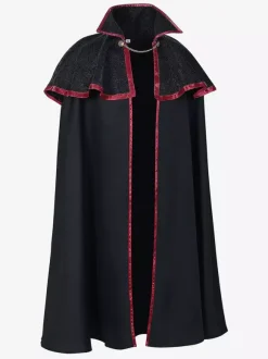 Black Vintage Vintage Chains Jacquard Sleeveless Polyester Cloak Retro Costumes For Man