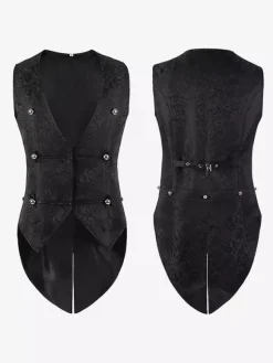 Black Vintage Vintage Polyester Sleeveless Retro Costumes For Man
