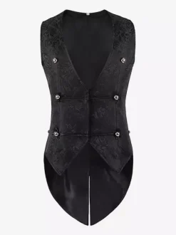 Black Vintage Vintage Polyester Sleeveless Retro Costumes For Man