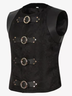 Black Vintage Vintage Polyester Sleeveless Retro Costumes For Man