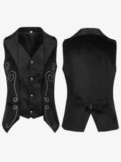 Black Vintage Vintage Polyester Sleeveless Retro Costumes For Man