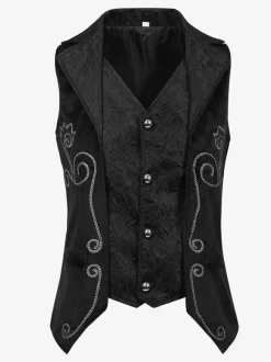Black Vintage Vintage Polyester Sleeveless Retro Costumes For Man
