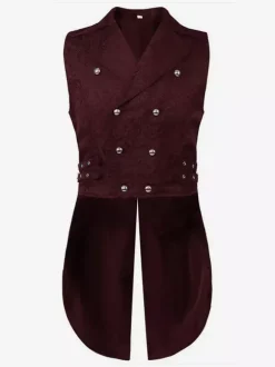 Black Vintage Vintage Sleeveless Polyester Polyester Fiber Waistcoat Retro Costumes For Man