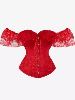 Black V-Neck Sexy Lace-up Lace Printed Woman's Corset For Women