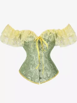 Black V-Neck Sexy Lace-up Lace Printed Woman's Corset For Women