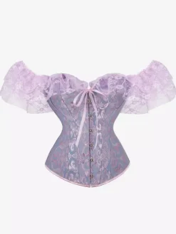 Black V-Neck Sexy Lace-up Lace Printed Woman's Corset For Women