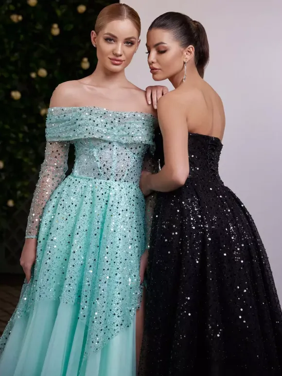 Black Wedding Dresses A-Line Long Sleeves Split Front Lace With Train Bridal Gown Free Customization