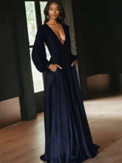 Black Wedding Dresses A-Line Long Sleeves Cut Out Satin Fabric Court Train Bridal Gown Free Customization