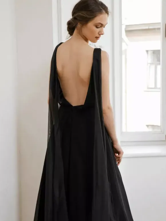 Black Wedding Dresses 2026 A-Line Sleeveless Split Front With Train Bridal Gown Free Customization